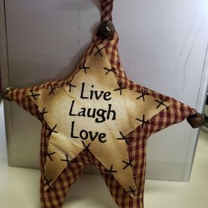 Country Primitive Burgundy Plaid Star w/ Bells